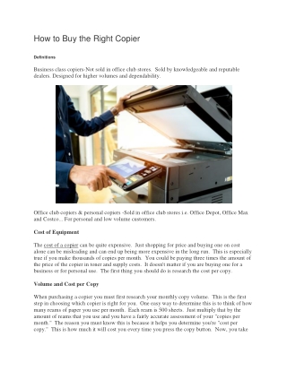 How to Buy the Right Copier