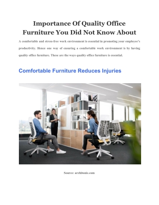 Importance Of Quality Office Furniture You Did Not Know About