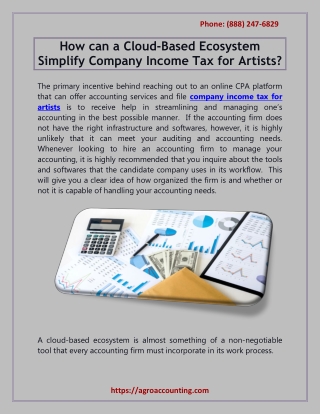 How can a Cloud-Based Ecosystem Simplify Company Income Tax for Artists