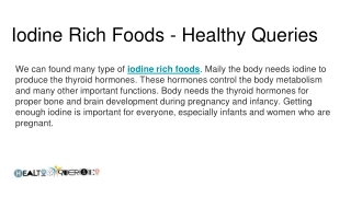 Iodine Rich Foods
