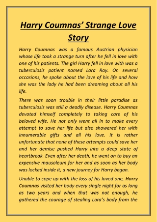 Harry Coumnas’ Strange Love Story