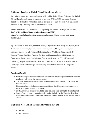 Global Virtual Data Room Market, Trends & Analysis with COVID-19 Impact - Forecasts to 2026