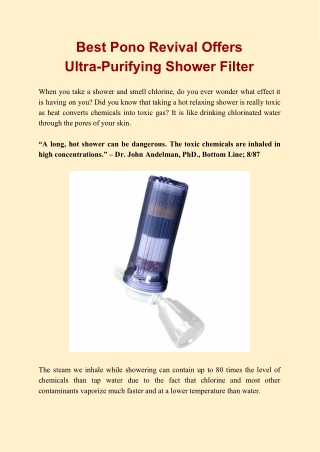 Best Pono Revival Offers Ultra-Purifying Shower Filter