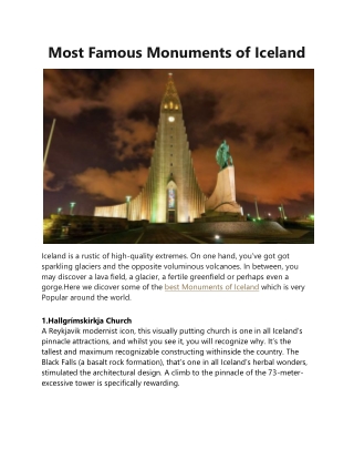 Most Famous Monuments of Iceland