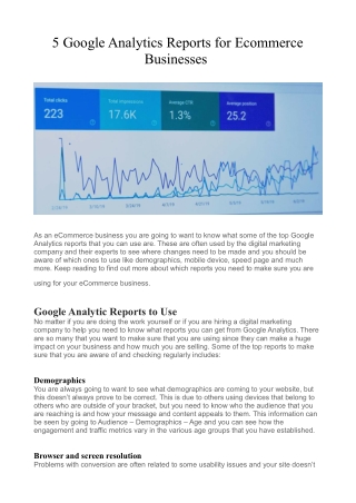 5 Google Analytics Reports for Ecommerce Businesses