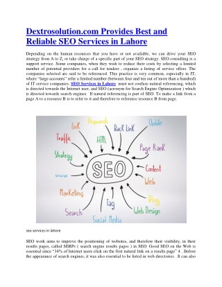 Dextrosolution.com Provides Best and Reliable SEO Services in Lahore