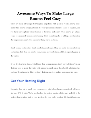 Awesome Ways To Make Large Rooms Feel Cozy