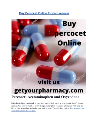 Buy Percocet Online for pain reliever