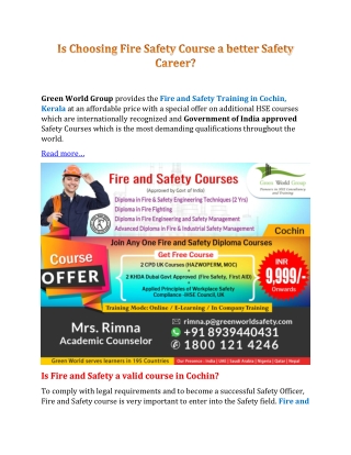 Is Choosing Fire Safety Course a better Safety Career?