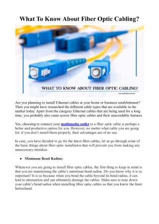 What To Know About Fiber Optic Cabling?
