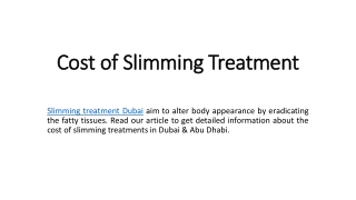 Cost of Slimming Treatment
