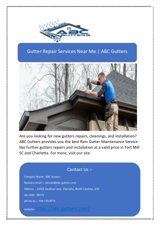 Gutter Repair Services Near Me | ABC Gutters