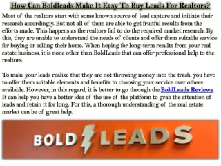 How Can Boldleads Make It Easy To Buy Leads For Realtors?