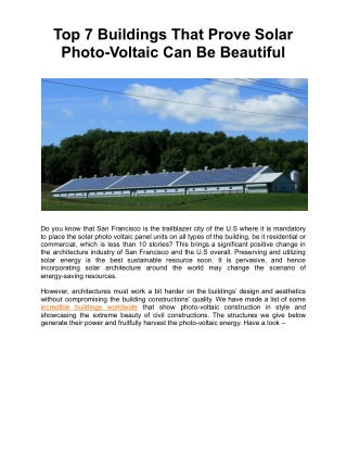 Top 7 Buildings That Prove Solar Photo Voltaic's Beauty
