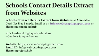 Schools Contact Details Extract from Websites