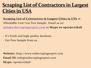 Scraping List of Contractors in Largest Cities in USA