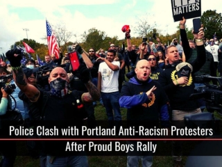 Police clash with Portland anti-racism protesters after Proud Boys rally