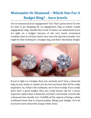 Moissanite Or Diamond – Which One For A Budget Ring - Aura Jewels