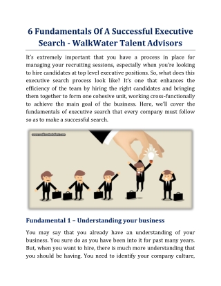 Fundamentals Of A Successful Executive Search - WalkWater Talent Advisors