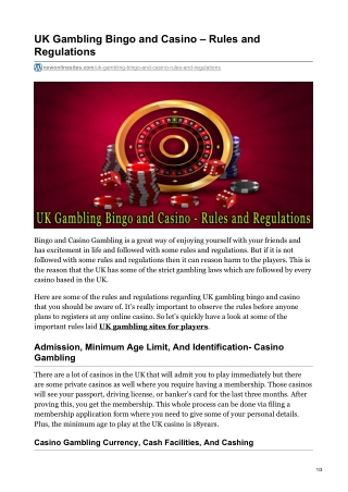 UK Gambling Bingo and Casino – Rules and Regulations