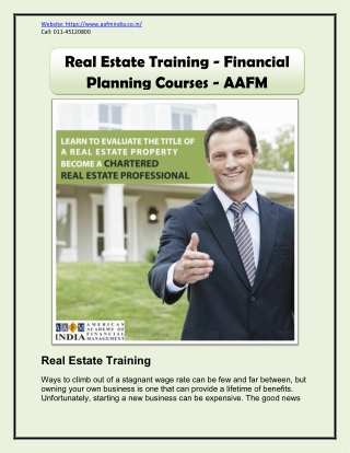 Real Estate Training - Financial Planning Courses - AAFM