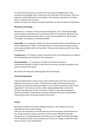 The Importance of Blockchain on industries