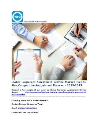 Global Corporate Assessment Service Market Trends, Size, Competitive Analysis and Forecast - 2019-2015