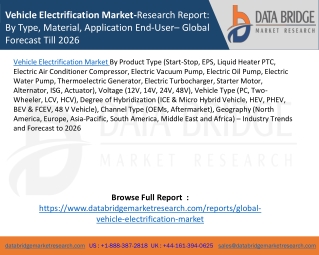 Vehicle Electrification Market-Research Report-By Type, Material, Application End-User,Global Forecast Till 2026