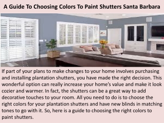 A Guide To Choosing Colors To Paint Shutters Santa Barbara