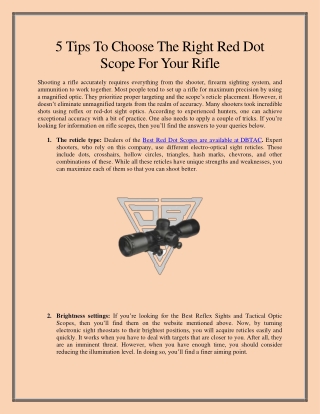 5 Tips To Choose The Right Red Dot Scope For Your Rifle