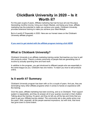 Clickbank University in 2020
