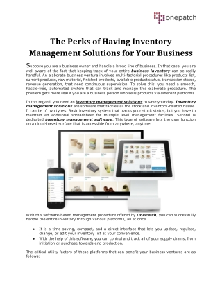 The Perks of Having Inventory Management Solutions for Your Business