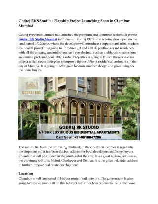 Godrej Rks Chembur Master Plan