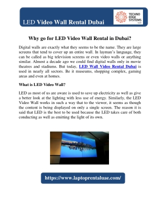 Why go for LED Video Wall Rental in Dubai?