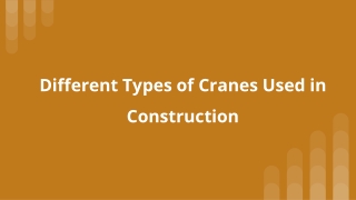 Different Types of Cranes Used in Construction