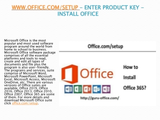 www.office.com/setup|Enter Office Product Key|Install Office Setup