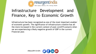 Infrastructure development and finance, key to economic