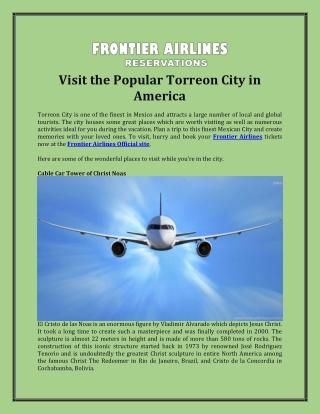Visit The Popular Torreon City In America