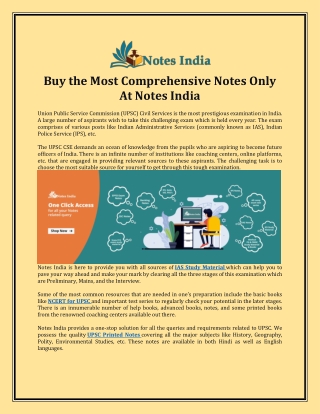 Buy The Most Comprehensive Notes Only At Notes India