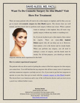 Want To Do Cosmetic Surgery In Abu Dhabi? Visit Here For Treatment