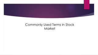 Comonly Used Terms in Stock Market