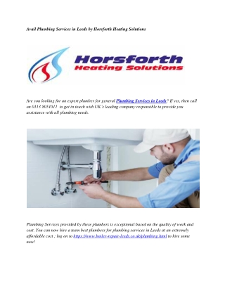 Avail Plumbing Services in Leeds by Horsforth Heating Solutions