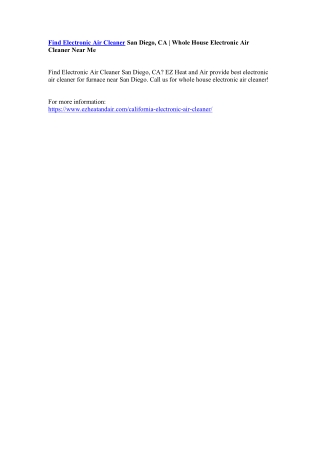 Find Electronic Air Cleaner San Diego, CA | Whole House Electronic Air Cleaner Near Me