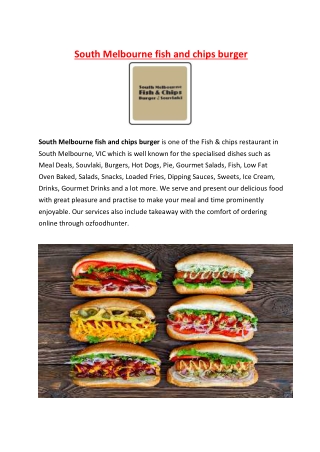 South Melbourne fish and chips Menu Takeaway, VIC – 5% Off