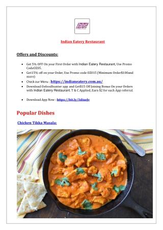 Indian Eatery Menu Willetton Takeaway, WA – 5% Off