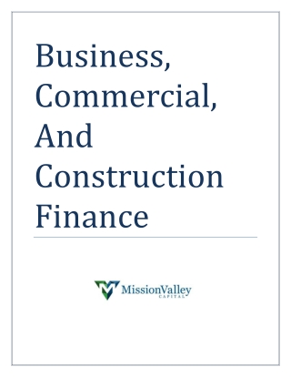 Business, Commercial, And Construction Finance
