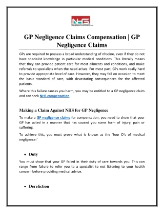 GP Negligence Claims Compensation | GP Negligence Claims