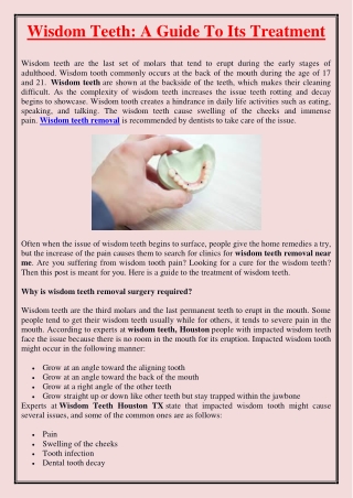 Wisdom Teeth: A Guide To Its Treatment
