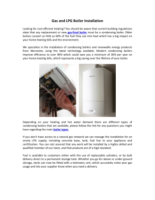 Gas and LPG Boiler Installation