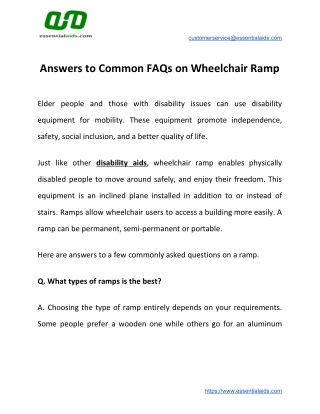 Answers to Common FAQs on Wheelchair Ramp